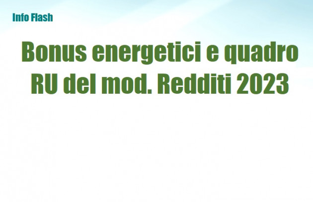 Bonus energetici nel quadro RU del mod. Redditi 2023