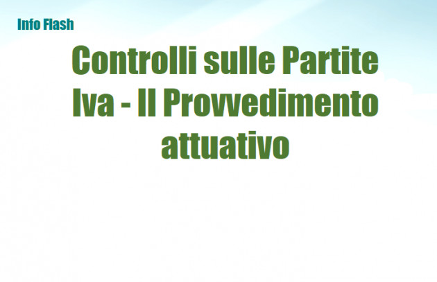 Controlli sulle Partite Iva - Il Provvedimento attuativo