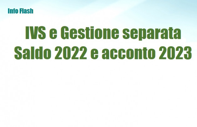 IVS e Gestione separata Inps - Saldo 2022 e acconto 2023
