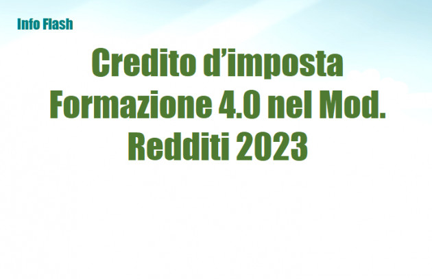 Credito d’imposta Formazione 4.0 nel Mod. Redditi 2023