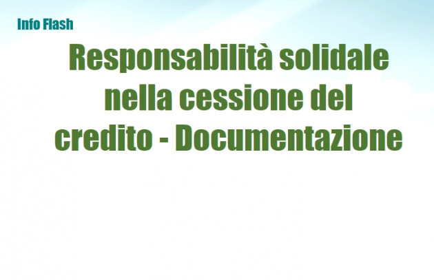 Responsabilità solidale nella cessione del credito - Documentazione