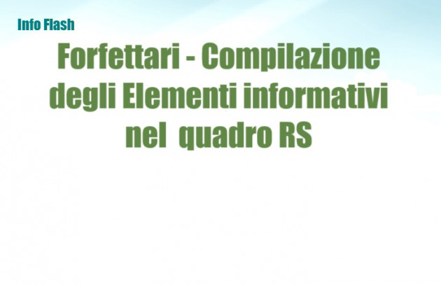 Forfettari - Modalità di compilazione degli Elementi informativi a quadro RS