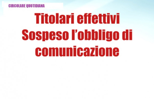 Titolare effettivo - La comunicazione è sospesa dal TAR