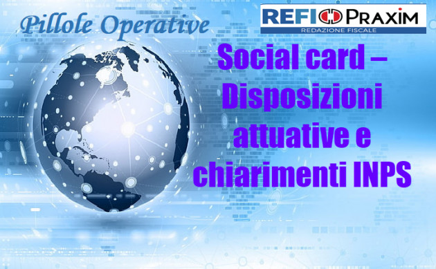 Social card – Disposizioni attuative e chiarimenti INPS