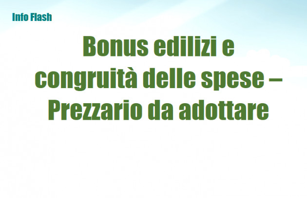 Bonus edilizi e congruità delle spese – Prezzario da adottare