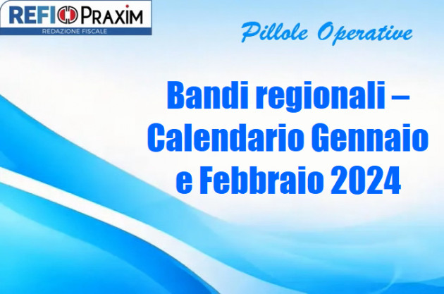 Bandi regionali – Calendario Gennaio e Febbraio 2024