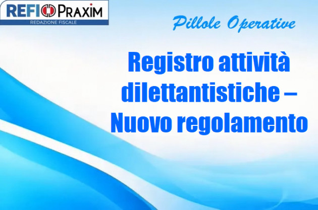 Registro attività dilettantistiche – Nuovo regolamento
