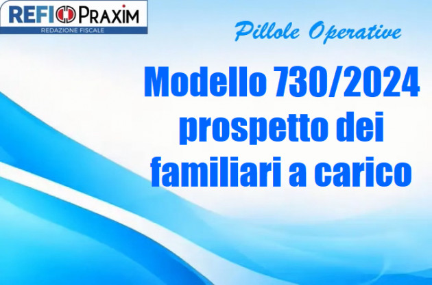 Modello 730/2024 – prospetto dei familiari a carico