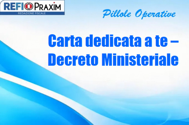 Carta dedicata a te – Decreto Ministeriale