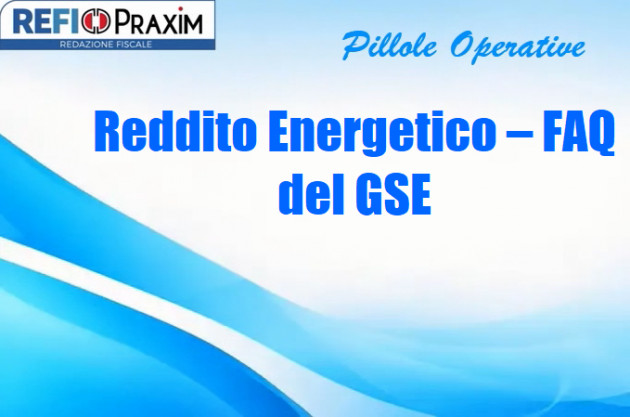 Reddito Energetico - FAQ GSE