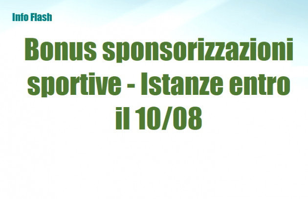 Bonus sponsorizzazioni sportive - Istanze entro il 10 agosto