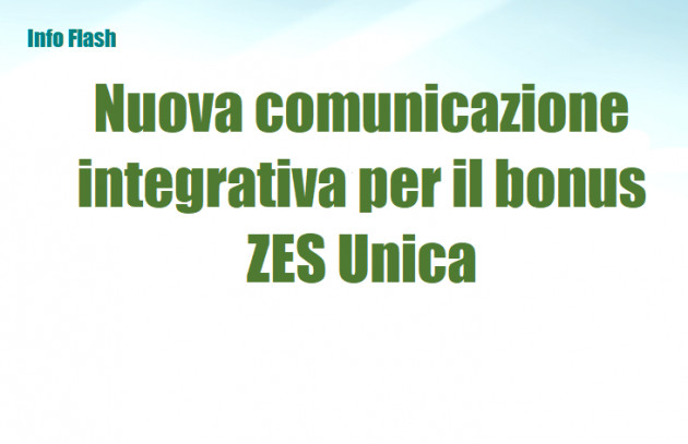 Nuova comunicazione integrativa per il bonus ZES Unica