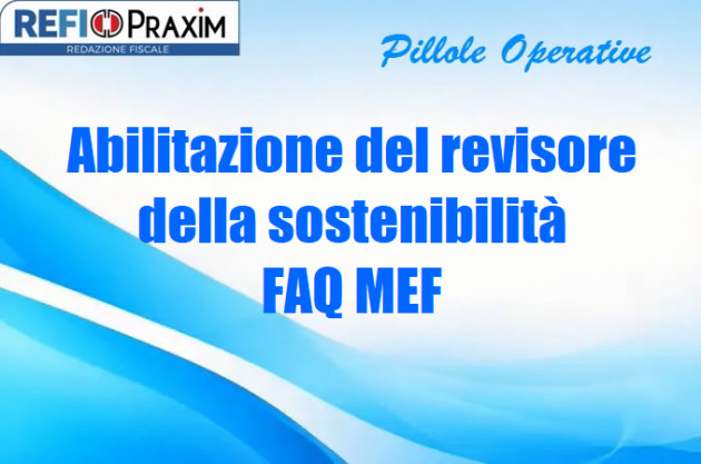 Abilitazione del revisore della sostenibilità – FAQ MEF
