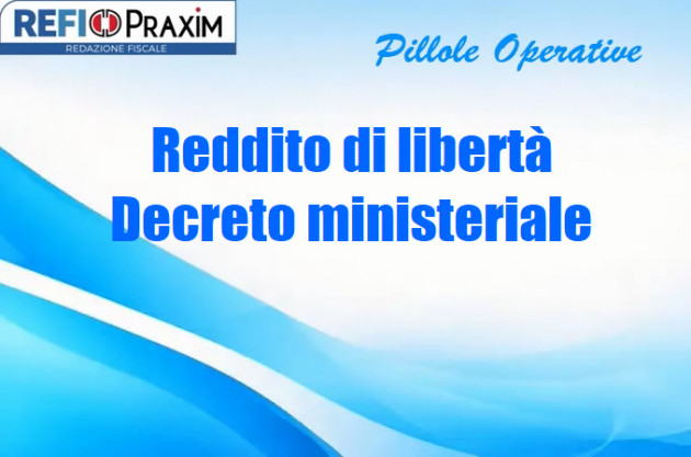 Reddito di libertà – Decreto ministeriale