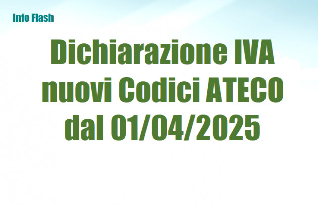 Dichiarazione IVA ed i nuovi Codici ATECO da aprile 2025