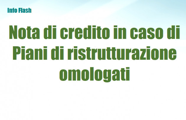 Nota di credito in caso di Piani di ristrutturazione omologati