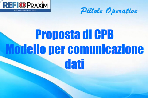 Proposta di CPB – Modello per comunicazione dati