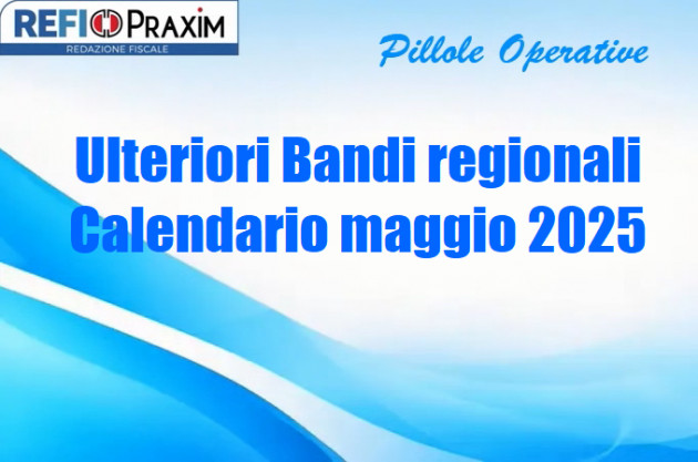Ulteriori Bandi regionali – Calendario maggio 2025