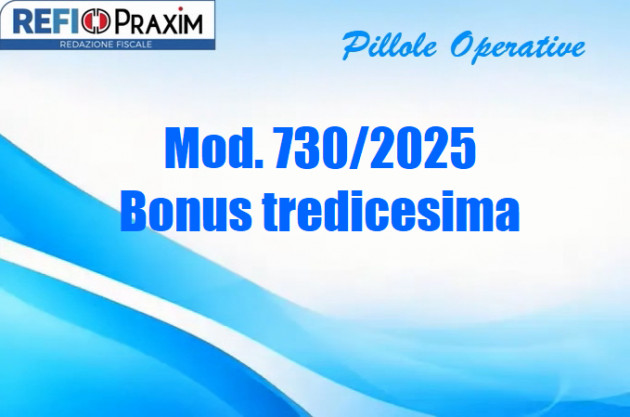 Mod. 730/2025 – Bonus tredicesima