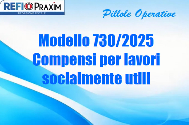 Modello 730/2025 – Compensi per lavori socialmente utili