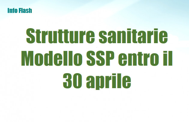 Strutture sanitarie - Modello SSP entro il 30 aprile