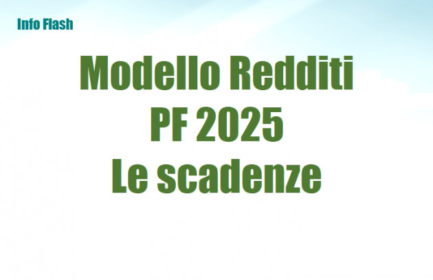 Modello Redditi PF 2025 – Scadenze - Frontespizio