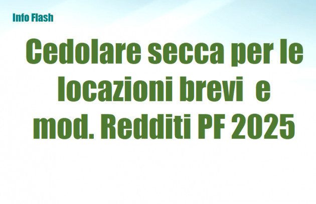 Cedolare secca per le locazioni brevi nel mod. Redditi PF 2025