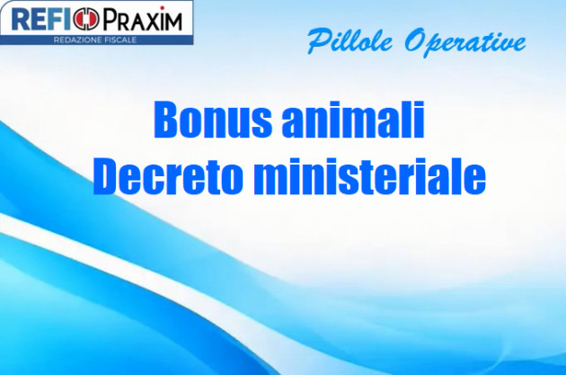 Bonus animali – Decreto ministeriale