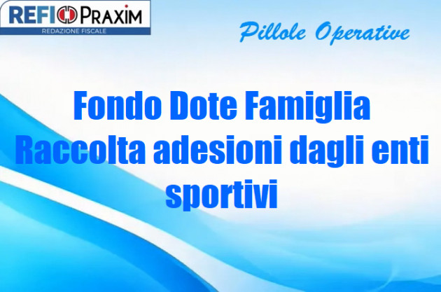Fondo Dote Famiglia – Raccolta adesioni dagli enti sportivi