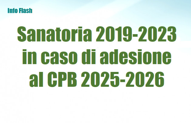 Sanatoria 2019-2023 in caso di adesione al CPB 2025-2026