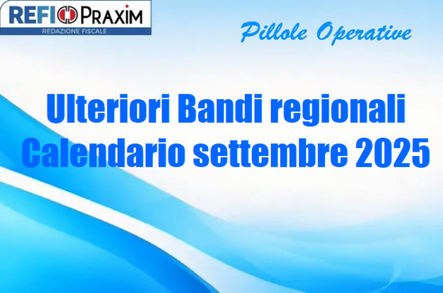 Ulteriori Bandi regionali – Calendario settembre 2025