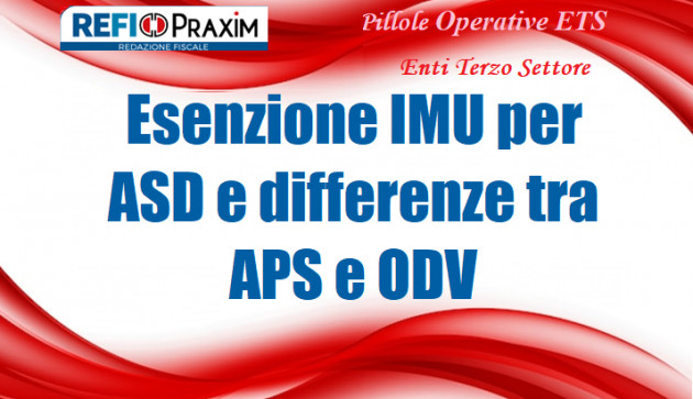 Esenzione IMU per ASD e differenze tra APS e ODV