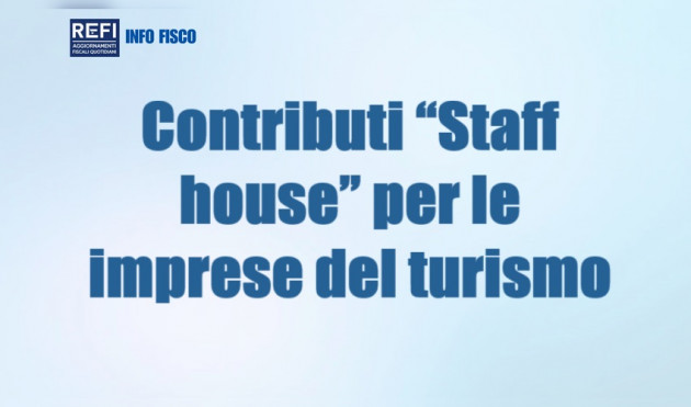 Contributi “Staff house” per le imprese del turismo