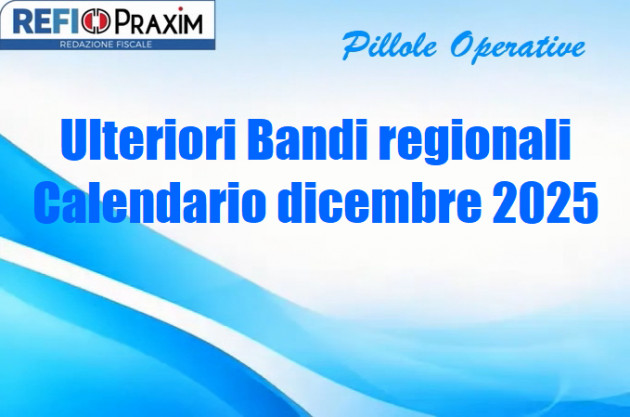 Ulteriori Bandi regionali – Calendario dicembre 2025
