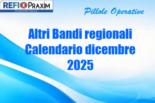Altri Bandi regionali – Calendario dicembre 2025