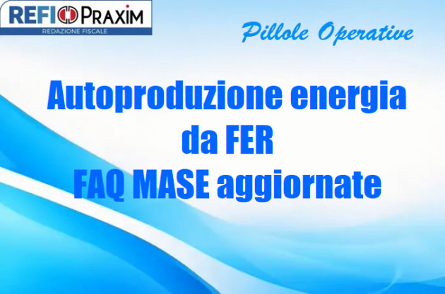 Autoproduzione energia da FER – FAQ MASE aggiornate