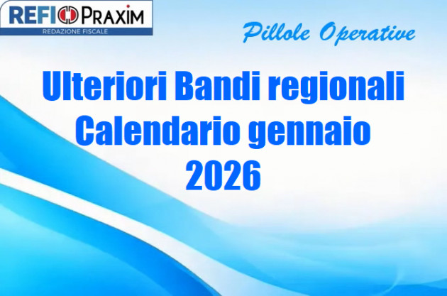 Ulteriori Bandi regionali – Calendario gennaio 2026