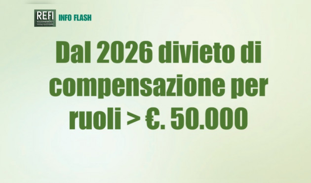Divieto di compensazione per ruoli superiori a 50.000 dal 2026