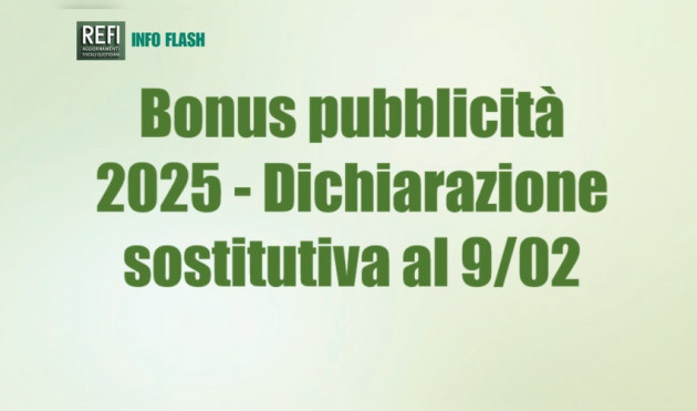 Bonus pubblicità 2025 - Dichiarazione sostitutiva entro il 9 febbraio
