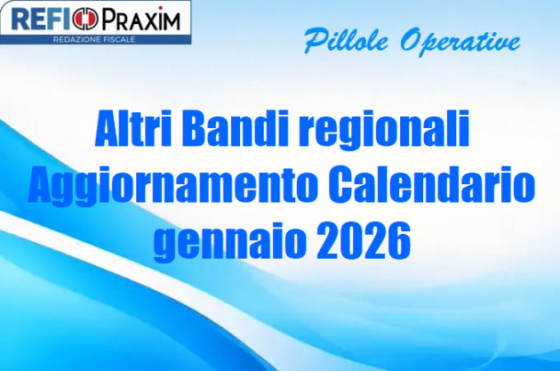 Altri Bandi regionali – Aggiornamento Calendario gennaio 2026