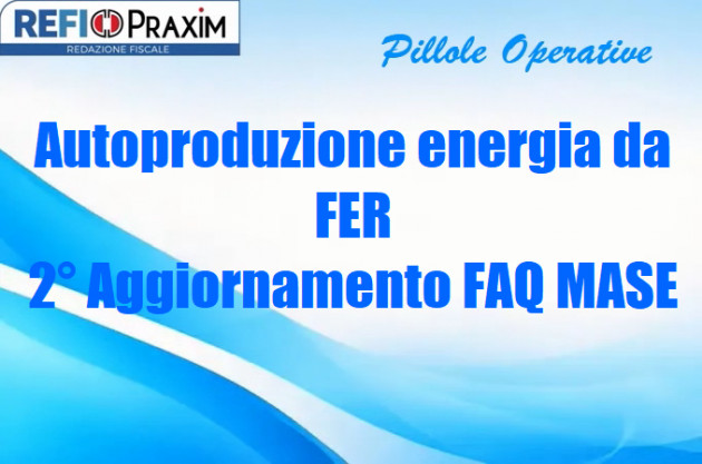 Autoproduzione energia da FER – 2° Aggiornamento FAQ MASE