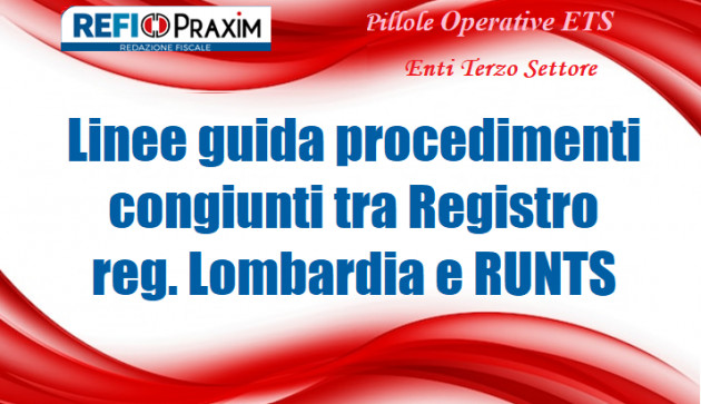 Linee guida per i procedimenti congiunti tra Registro regionale Lombardia e RUNTS
