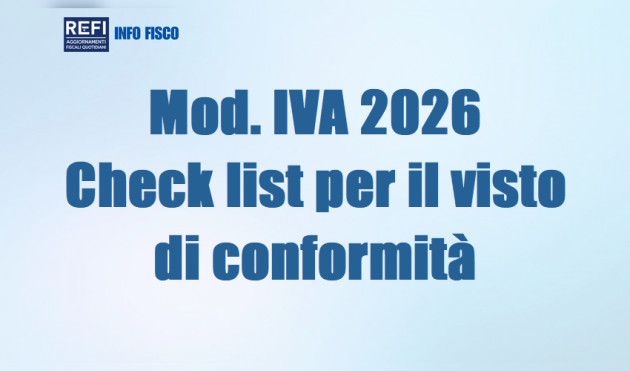 Mod IVA 2026 - Check list per il visto di conformità