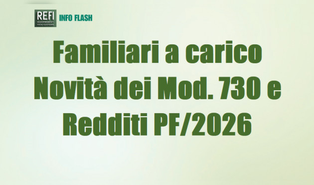 Familiari a carico – Novità dei Mod. 730/2026 e Redditi PF/2026