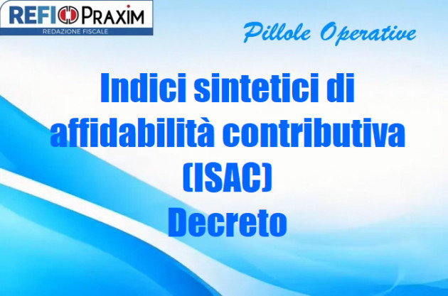 Indici sintetici di affidabilità contributiva (ISAC) – Decreto