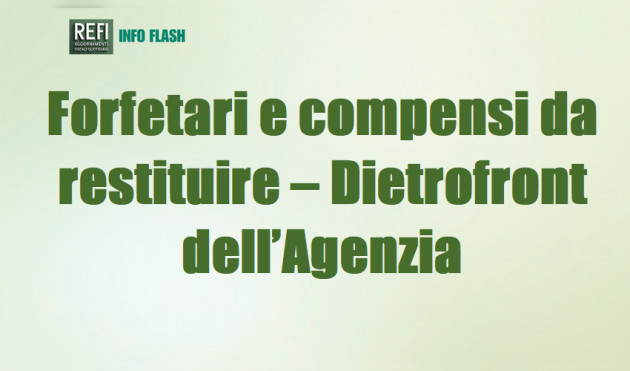 Forfetari e compensi da restituire – Dietrofront dell’Agenzia