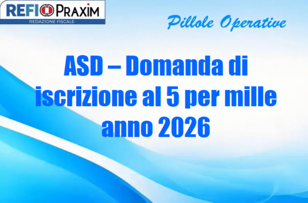 ASD – Domanda di iscrizione al 5 per mille anno 2026