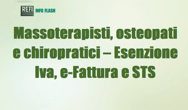 Massoterapisti, osteopati e chiropratici – Esenzione Iva, e-fattura e STS