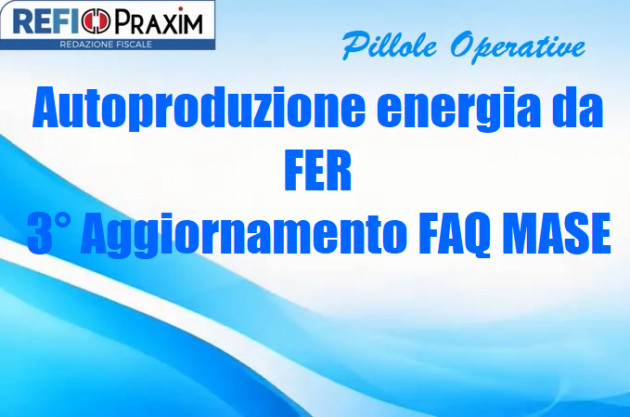 Autoproduzione energia da FER – 3° Aggiornamento FAQ MASE
