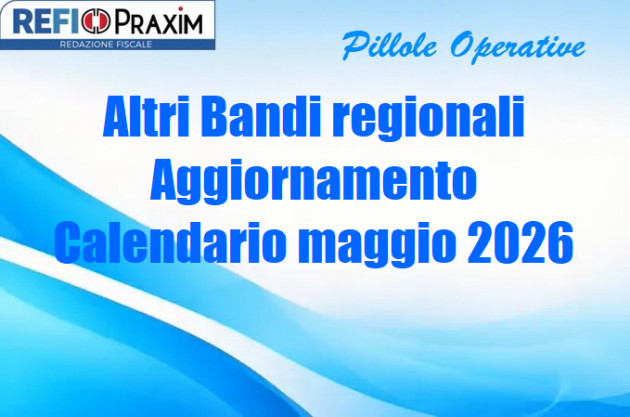 Altri Bandi regionali – Aggiornamento Calendario maggio 2026